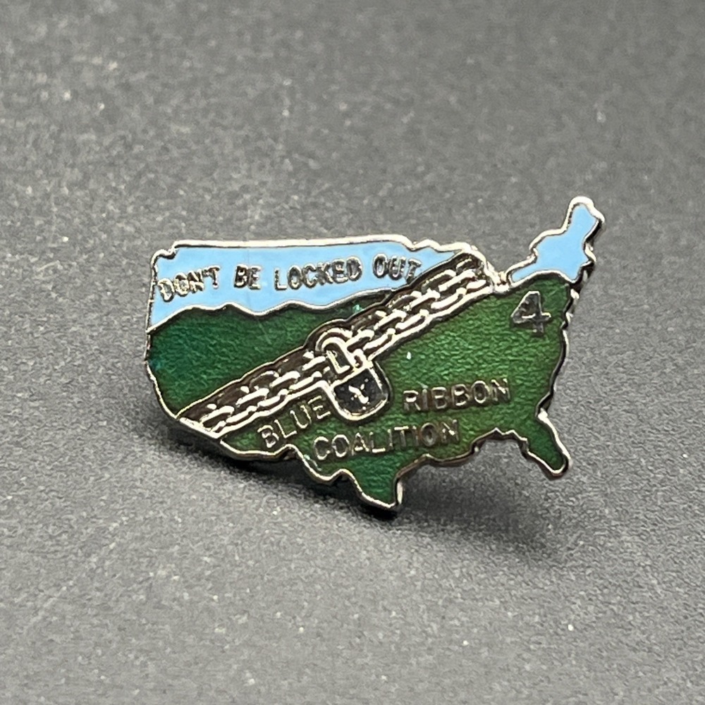 Blue Ribbon Coalition Don't Be Locked‎ Out USA Outline Lapel Hat Pin